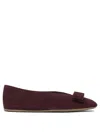 Ferragamo Bow Detail Flat Sole Ballerina Shoes In Burgundy