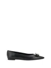 Ferragamo Salvatore  Ballerina Flats With Luxurious Lambskin Upper And Signature Buckle Detail In Black