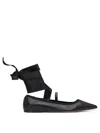 Ferragamo Carice Satin-trimmed Leather Ballet Flats In Black
