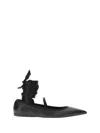 Ferragamo Carice Satin Ribbon Tapered Ballerinas In Black In Black