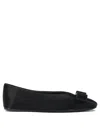 Ferragamo Bow Leather Ballet Flats In Black
