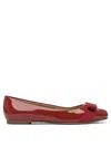 Ferragamo Glossy Red Leather Ballerinas In Red