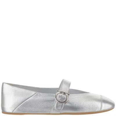 Ferragamo Ballerina Woman Ballet Flats Silver Size 6 Lambskin