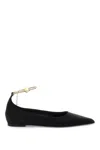 Ferragamo Ballet Flats With Ankle Chain In Black