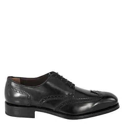 Pre-owned Ferragamo Salvatore  Balmont Lace-up Leather Brogue Oxfords In Black
