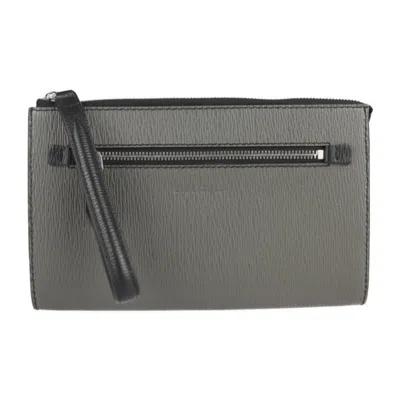 Pre-owned Ferragamo Salvatore  Beige Black Gray Leather Clutch Bag ()