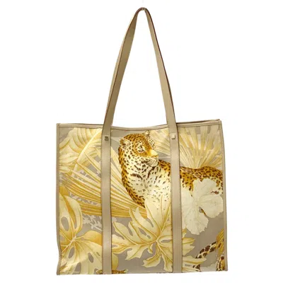 Pre-owned Ferragamo Salvatore  Beige Orange Canvas Tote Bag () In Beige, Orange