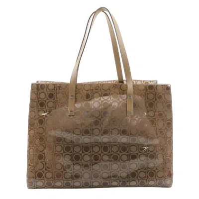 Pre-owned Ferragamo Salvatore  Beige Vinyl Pouch Tote Bag ()