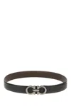 Ferragamo Salvatore  Man's Bicolor Leather Belt With Logo Buckle In 022