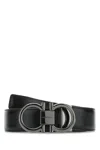Ferragamo Adjustable Length Metal Buckle Smooth Finish In Black