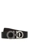 Ferragamo Adjustable Reversible Leather Belt With Textured Finish