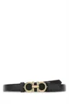 Ferragamo Adjustable Length Belt Gold-tone Buckle In Black
