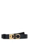 Ferragamo Reversible Leather Belt Gold-tone Buckle In Black