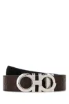 Ferragamo Reversible Leather Belt Adjustable Length Pattern In Brown