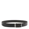 Ferragamo Salvatore  Black And Silver Leather Belt