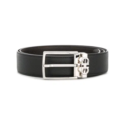 Ferragamo Black Reversible Belt With Gancini Buckle Belt