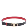 Ferragamo Reversible Leather Belt With Gold-tone Double Gancini Buckle In Black