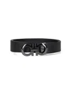 Ferragamo Hammered Leather Reversible Belt In Black