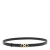 Ferragamo Double Gancio Leather Skinny Belt In Black