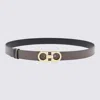 Ferragamo Adjustable Reversible Belt Gold-tone Buckle In Gray