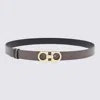 Ferragamo Adjustable Reversible Belt Gold-tone Buckle In Gray