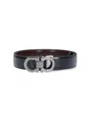 Ferragamo Black And Brown Reversible Belt With Gancini Detail In Smooth Leather Man In Black