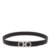 Ferragamo Adjustable Reversible Gancini Smooth Finish Belt In Black