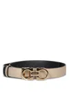 Ferragamo Neutral Gancini Leather Belt In Neutral