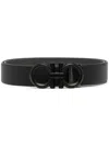 Ferragamo Reversible And Adjustable Gancini Belt In Black