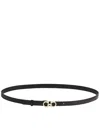 Ferragamo Double Gancio Leather Skinny Belt