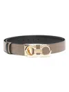 Ferragamo Grained Leather Reversible Gancini Belt In Brown