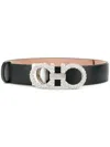Ferragamo Embellished Gancini Belt In Black