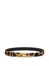 Ferragamo Animal Print Belt With Adjustable Fit And Gold-tone Buckle In Animal Print