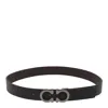 Ferragamo Salvatore  Man's Bicolor Leather Belt With Logo Buckle In Black