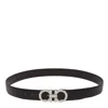 Ferragamo Adjustable Reversible Gancini Smooth Finish Belt In Black