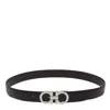 Ferragamo Adjustable Reversible Gancini Smooth Finish Belt In Black