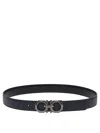 Ferragamo Gancini Reversible Leather Belt In Black