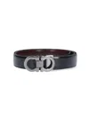 Ferragamo Black And Brown Gancini Buckle Double-sided Belt In Black