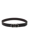 Ferragamo Men Gancini Adjustable And Reversible Belt In Black