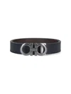 Ferragamo Gancini Reversible Belt In Black