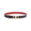 Ferragamo Gancio Contour Reversible Leather Belt In Black
