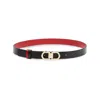 Ferragamo Smooth Leather Reversible Gancini Belt In Black