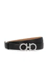 Ferragamo Gancini Embellished Leather Belt In Black-beige
