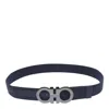 Ferragamo Men Fixed Gancini Belt In Blue
