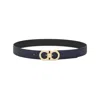 Ferragamo Cintura Gancini Reversibile E Regolabile In Pelle Martellata In Blue/black