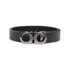 Ferragamo Hammered Leather Reversible Gancini Belt In Brown