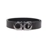Ferragamo Hammered Leather Reversible Gancini Belt In Brown