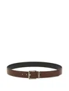 Ferragamo Fixed Belt With A Square Buckle In Burgundy
