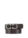 Ferragamo Men Reversible Belt In Black