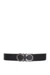 Ferragamo Reversible And Adjustable Gancini Belt In Black